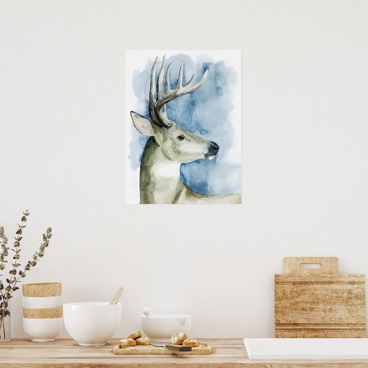 Wandering Stag - Waterverf Poster (Keuken)