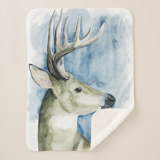 Wandering Stag - Waterverf Sherpa Deken (Voorkant)