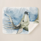 Wandering Stag - Waterverf Sherpa Deken (Voorkant (horizontaal))