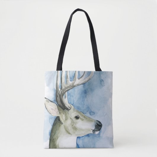 Wandering Stag - Waterverf Tote Bag (Voorkant)
