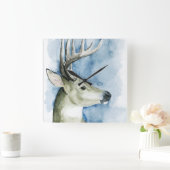 Wandering Stag - Waterverf Vierkante Klok (Huis)