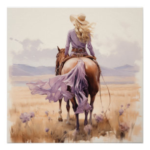 Wandering Westward: Cowgirl kunst aan de muur Perfect Poster