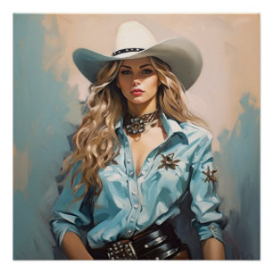 Wandering Westward: Cowgirl kunst aan de muur Perfect Poster