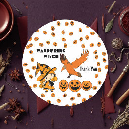 Wandering Witch Party Halloween Raven Pumpkins Fun Ronde Sticker