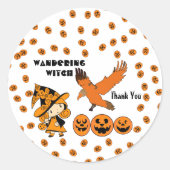 Wandering Witch Party Halloween Raven Pumpkins Fun Ronde Sticker (Voorkant)