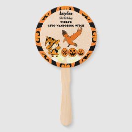 Wandering Witch Raven Halloween Pumpkins Verjaarda Handwaaier