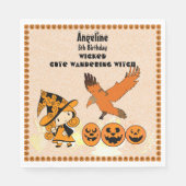 Wandering Witch Raven Halloween Pumpkins Verjaarda Servet (Voorkant)