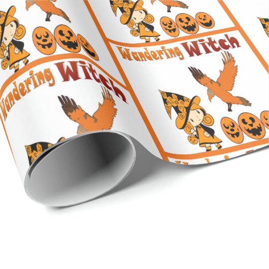 Wandering Witch Raven Jack O Lantern Halloween Fun Cadeaupapier (Rol Hoek)