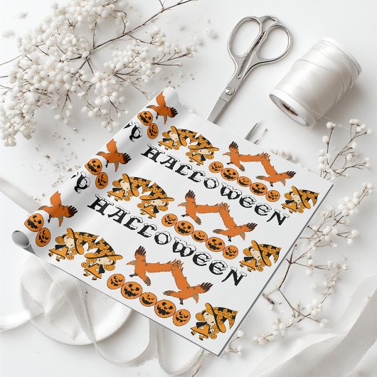 Wandering Witch Spooky Jack O Lantern Halloween Cadeaupapier