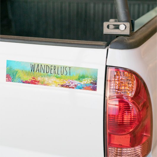 WANDERLUST Abstracte Natuur Art Typografie schilde Bumpersticker (Op Truck)