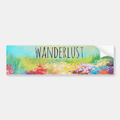 WANDERLUST Abstracte Natuur Art Typografie schilde Bumpersticker (Voorkant)