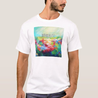 WANDERLUST Abstracte Natuur Art Typografie schilde T-shirt