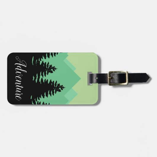 Wanderlust Adventure Mountains & Forest Silhouette Bagagelabel (Voorkant horizontaal)