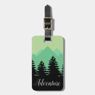Wanderlust Adventure Mountains & Forest Silhouette Bagagelabel