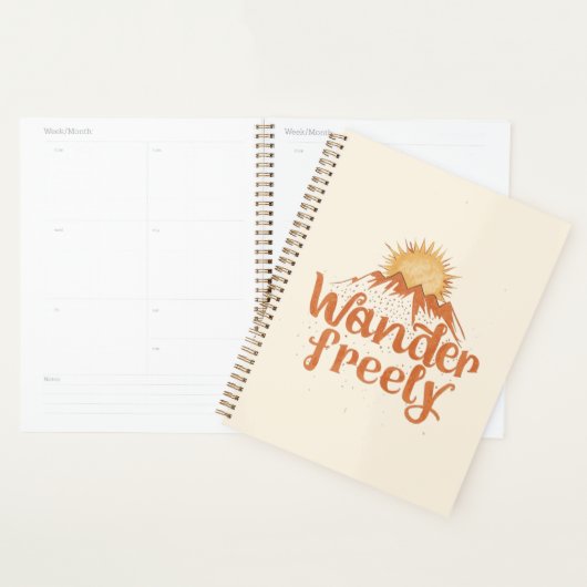 Wanderlust Berg Zon Boho Typografie Planner (Display)