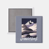 Wanderlust - bergen en winterheuvels magneet (Voorkant / Achterkant)