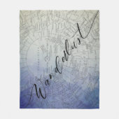 Wanderlust Blue Ombre Waterverf  Wereldkaart Fleece Deken (Voorkant)