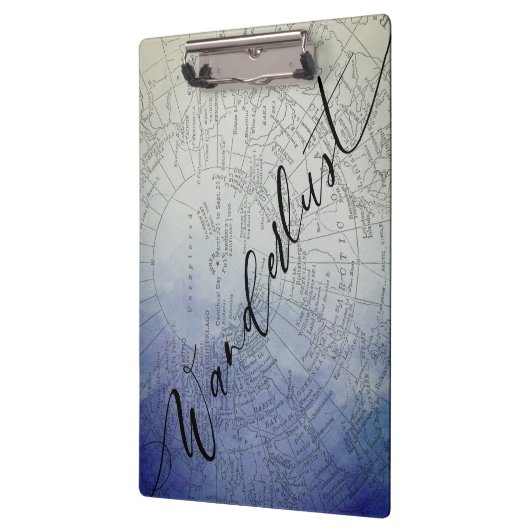 Wanderlust Blue Ombre Waterverf  Wereldkaart Klembord (Links)