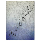 Wanderlust Blue Ombre Waterverf  Wereldkaart Klembord (Achterkant)