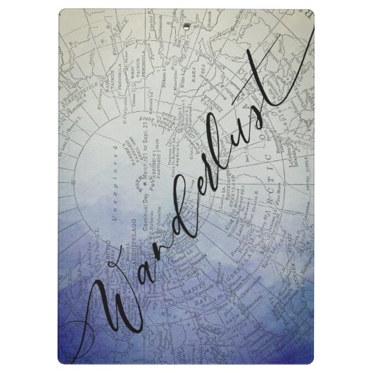 Wanderlust Blue Ombre Waterverf  Wereldkaart Klembord (Achterkant)