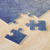 Wanderlust Blue Ombre Waterverf  Wereldkaart Legpuzzel (Zijkant)