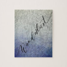 Wanderlust Blue Ombre Waterverf Wereldkaart
