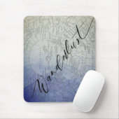 Wanderlust Blue Ombre Waterverf  Wereldkaart Muismat (Met muis)