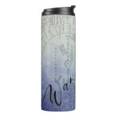 Wanderlust Blue Ombre Waterverf  Wereldkaart Thermosbeker (Gedraaid links)