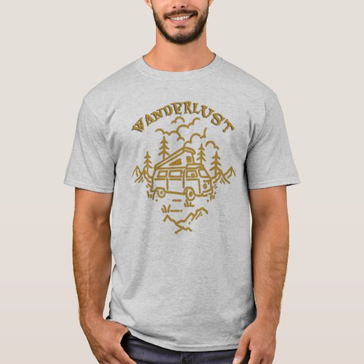 Wanderlust Camper Van Avontuur Natuur T-Shirt (Voorkant)
