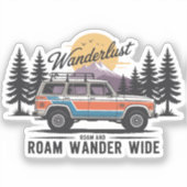 Wanderlust Camper - Zwerven en Zwerven Wandelend B Sticker (Voorkant)