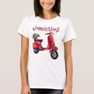 Wanderlust - Chique rode scooter Europese stijl T-shirt