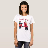 Wanderlust - Chique rode scooter Europese stijl T-shirt (Voorkant volledig)
