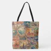 Wanderlust Chronicles:  reisstempels Tote Bag (Voorkant)