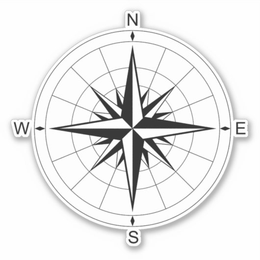Wanderlust Chronicles: Retro Compass Roos Reizen Sticker (Voorkant)
