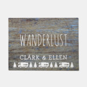 Wanderlust Custom Name | Camping Rustige Wood RV Deurmat (Voorkant)