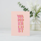 Wanderlust - Cute Pink Typography Graphic Design Briefkaart (Staand voorkant)