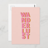 Wanderlust - Cute Pink Typography Graphic Design Briefkaart (Voorkant / Achterkant)