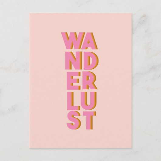 Wanderlust - Cute Pink Typography Graphic Design Briefkaart (Voorkant)
