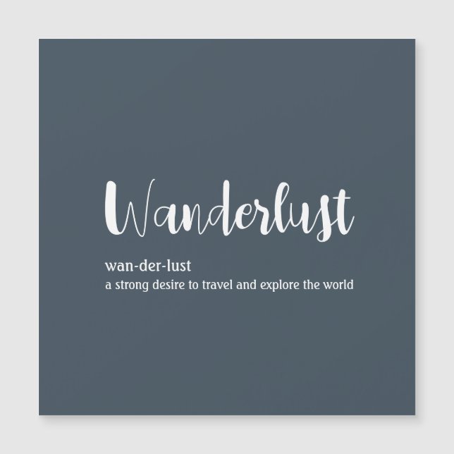 Wanderlust-definitie witte grijze blauwe kleur (Voorkant)