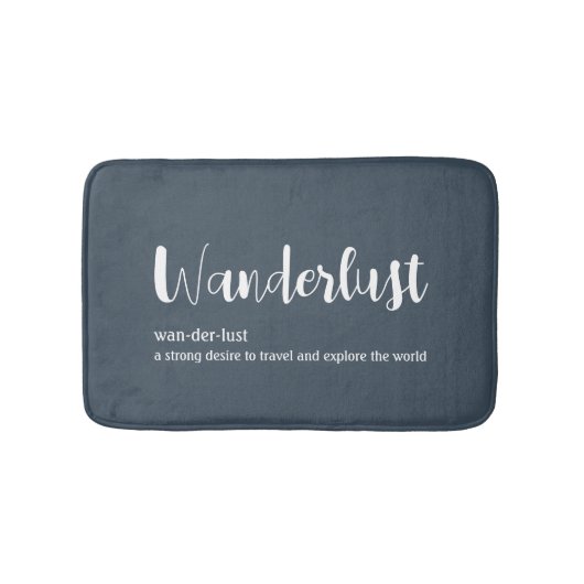 Wanderlust-definitie witte grijze blauwe kleur badmat (Voorkant)