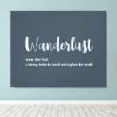 Wanderlust-definitie witte grijze blauwe kleur canvas afdruk (Insitu (Houten vloer))