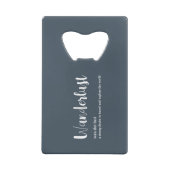 Wanderlust-definitie witte grijze blauwe kleur creditkaart flessenopener (Achterkant)
