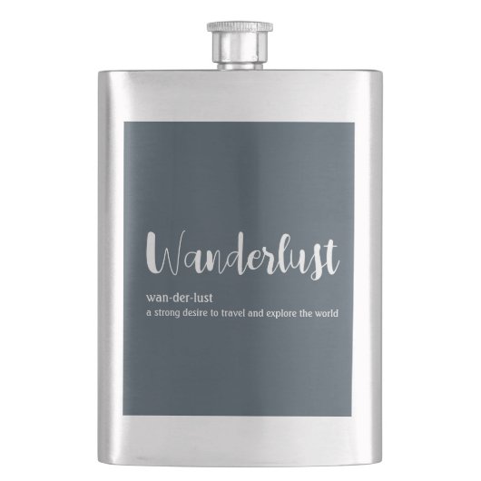 Wanderlust-definitie witte grijze blauwe kleur flacon (Voorkant)
