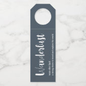 Wanderlust-definitie witte grijze blauwe kleur flessenhanger (Voorkant)