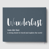 Wanderlust-definitie witte grijze blauwe kleur gastenboek (Achterkant)