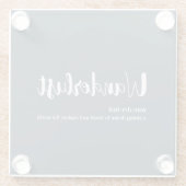 Wanderlust-definitie witte grijze blauwe kleur glazen onderzetter (Achterkant)