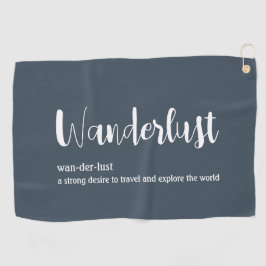 Wanderlust-definitie witte grijze blauwe kleur golfhanddoek