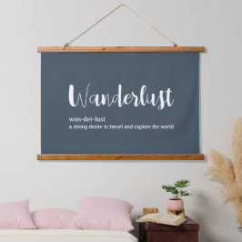Wanderlust-definitie witte grijze blauwe kleur hangend wandkleed