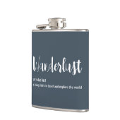 Wanderlust-definitie witte grijze blauwe kleur heupfles (Links)