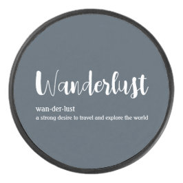 Wanderlust-definitie witte grijze blauwe kleur hockey puck